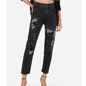 NWT Express embellished jeans, vintage skinny high rise